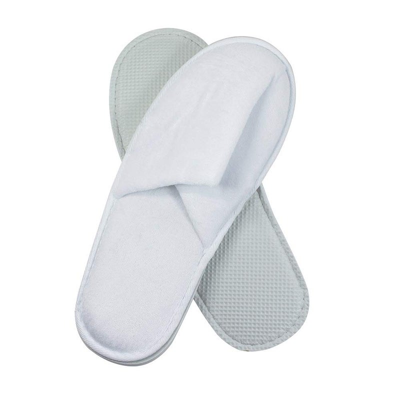 World Amenities | 10 Pairs | Premium Spa Slippers Bulk Unisex | Closed Toe, Individually Wrapped | Hotel Slippers Travel Amenities Ultra Soft, Disposable Guest Slippers - White - Image 1